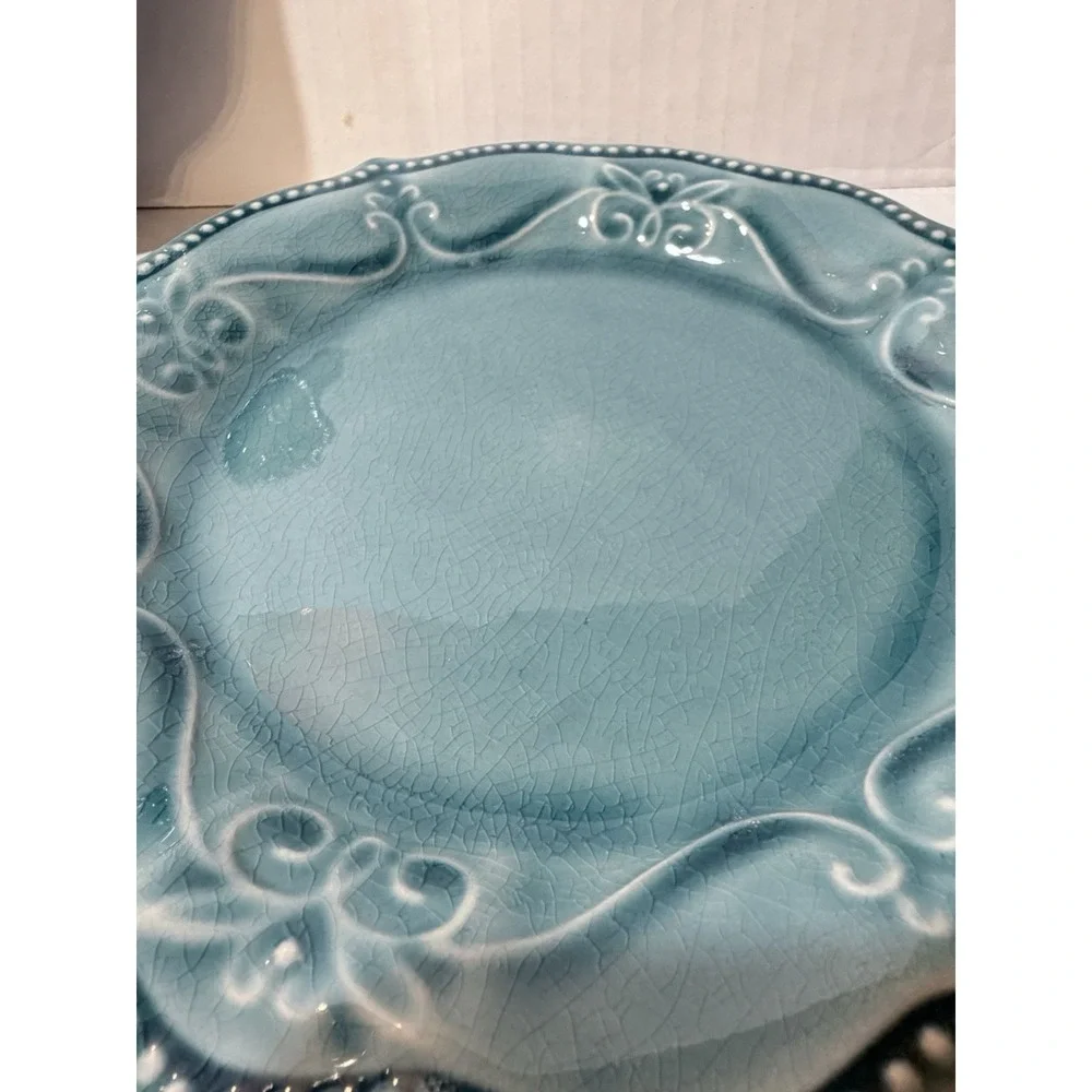 Set of 4 Pioneer Woman Paige Teal Salad Plates.